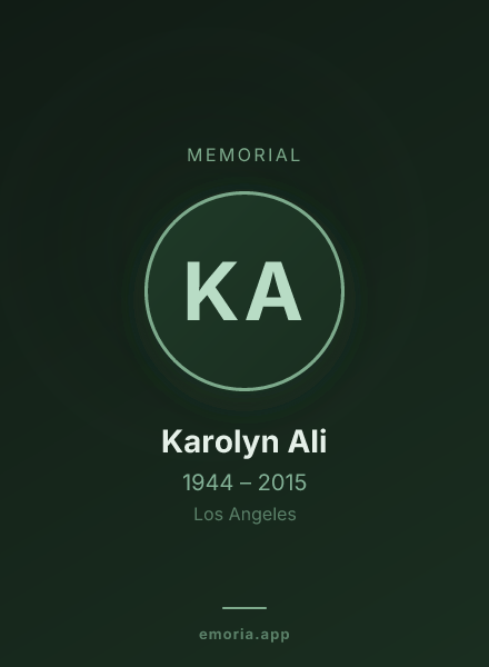 Memorial portrait of Karolyn Ali