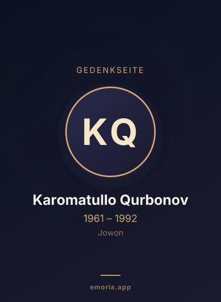 Gedenkportrait von Karomatullo Qurbonov