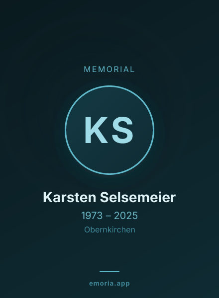 Memorial portrait of Karsten Selsemeier