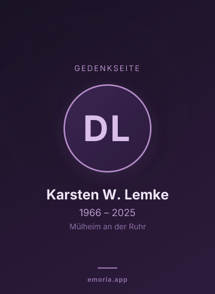 Gedenkportrait von Dr. rer. nat. Karsten W. Lemke