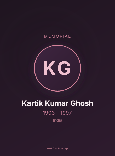 Memorial portrait of Kartik Kumar Ghosh