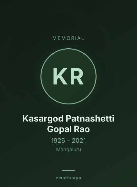 Memorial portrait of Kasargod Patnashetti Gopal Rao