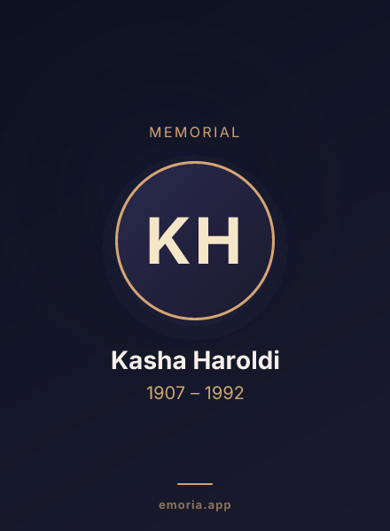 Memorial portrait of Kasha Haroldi