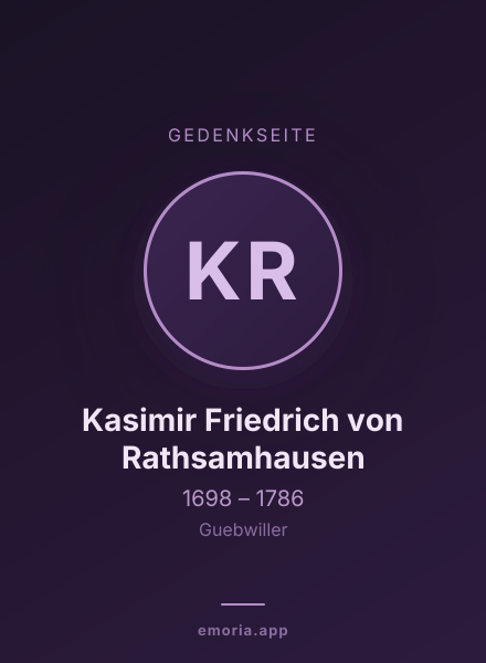 Gedenkportrait von Kasimir Friedrich von Rathsamhausen
