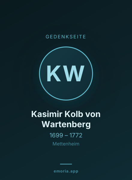 Gedenkportrait von Kasimir Kolb von Wartenberg