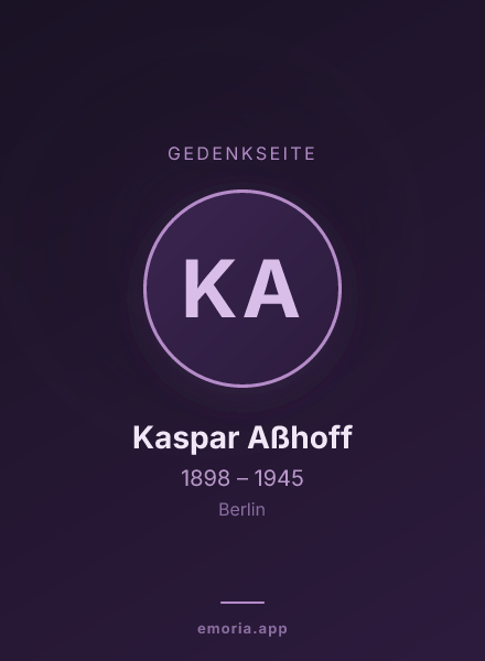 Gedenkportrait von Kaspar Aßhoff
