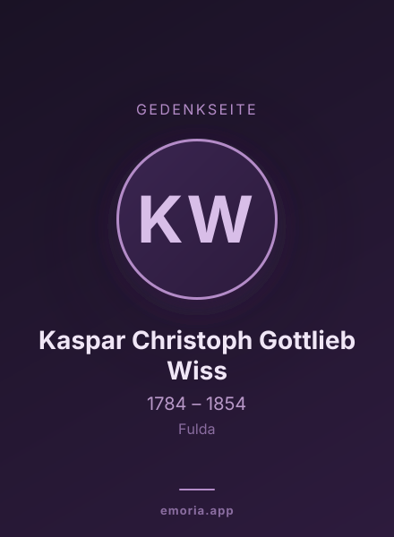 Gedenkportrait von Kaspar Christoph Gottlieb Wiss