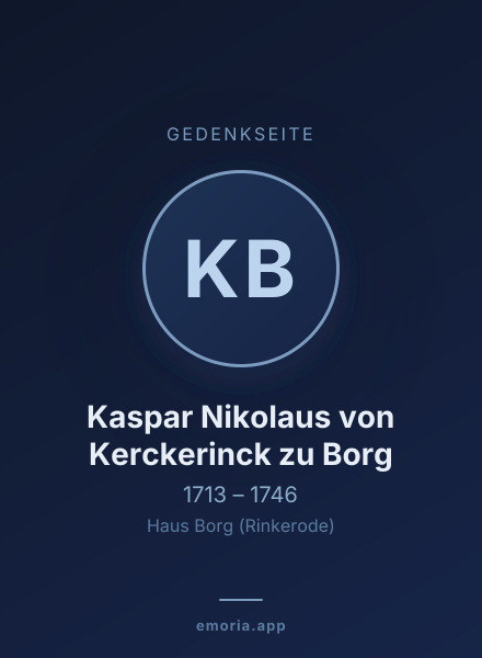 Gedenkportrait von Kaspar Nikolaus von Kerckerinck zu Borg