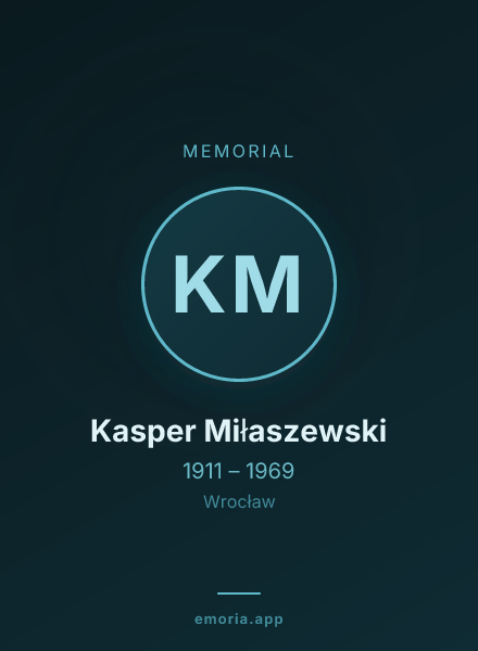 Memorial portrait of Kasper Miłaszewski