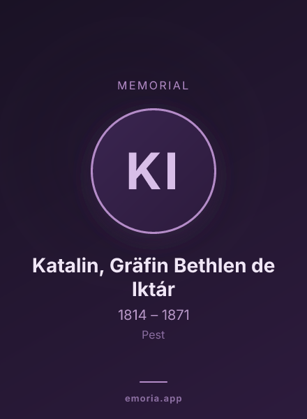 Memorial portrait of Katalin, Gräfin Bethlen de Iktár