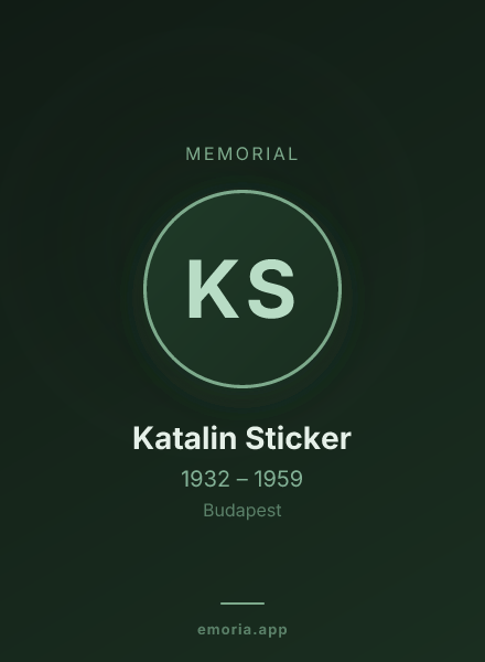 Memorial portrait of Katalin Sticker