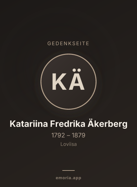 Gedenkportrait von Katariina Fredrika Äkerberg