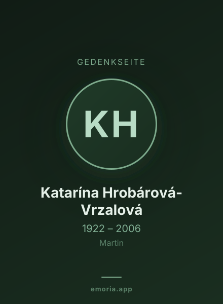 Gedenkportrait von Katarína Hrobárová-Vrzalová
