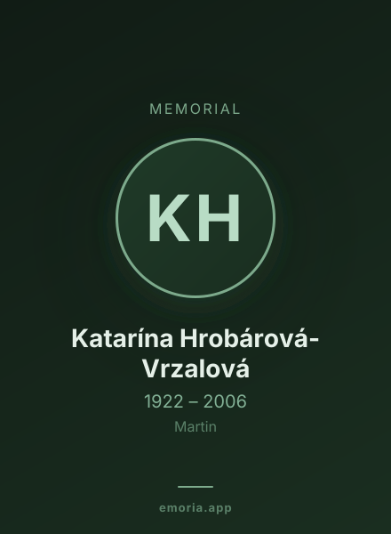 Memorial portrait of Katarína Hrobárová-Vrzalová