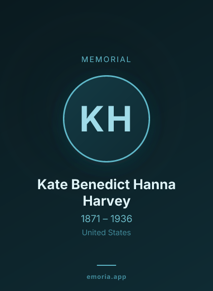 Memorial portrait of Kate Benedict Hanna Harvey