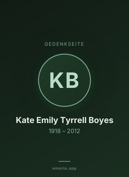 Gedenkportrait von Kate Emily Tyrrell Boyes