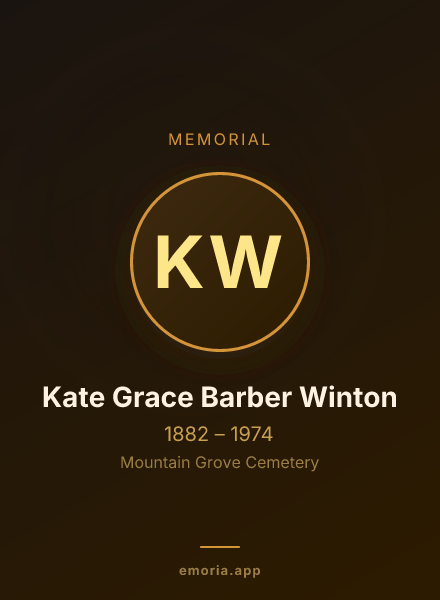 Memorial portrait of Kate Grace Barber Winton