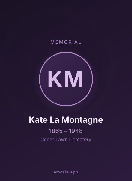 Memorial portrait of Kate La Montagne