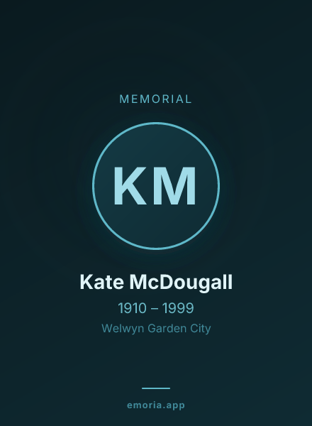 Memorial portrait of Kate McDougall