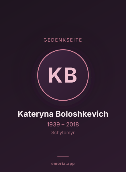 Gedenkportrait von Kateryna Boloshkevich