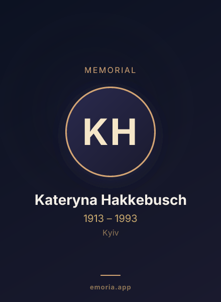 Memorial portrait of Kateryna Hakkebusch