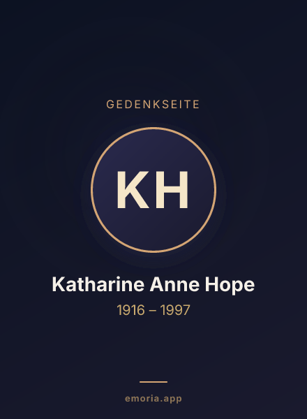 Gedenkportrait von Katharine Anne Hope