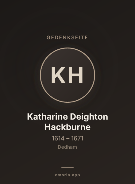 Gedenkportrait von Katharine Deighton Hackburne