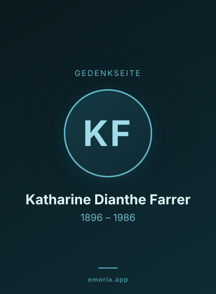 Gedenkportrait von Katharine Dianthe Farrer