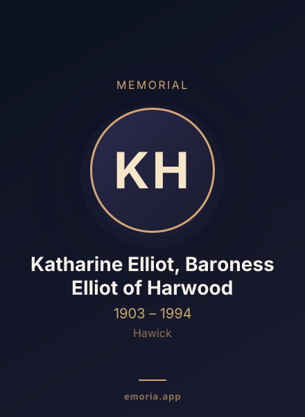 Memorial portrait of Katharine Elliot, Baroness Elliot of Harwood