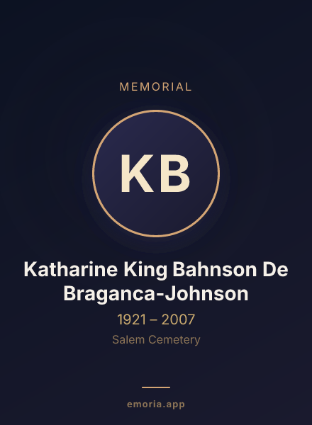 Memorial portrait of Katharine King Bahnson De Braganca-Johnson