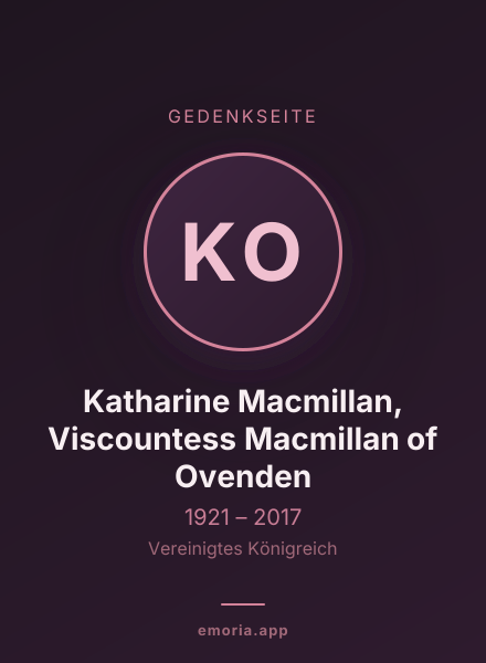 Gedenkportrait von Katharine Macmillan, Viscountess Macmillan of Ovenden