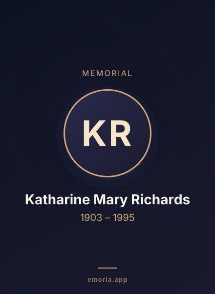 Memorial portrait of Katharine Mary Richards