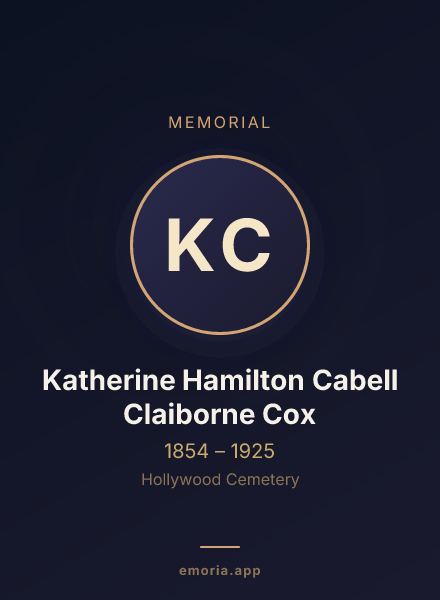 Memorial portrait of Katherine Hamilton Cabell Claiborne Cox