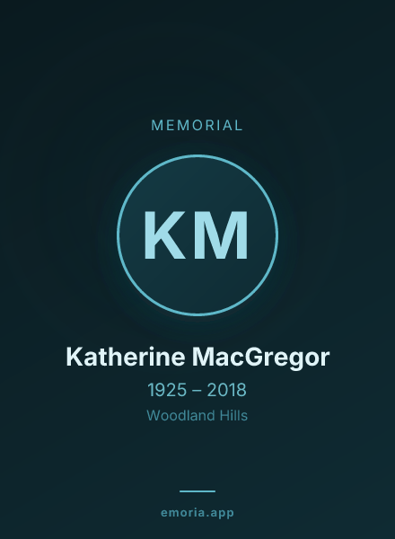 Memorial portrait of Katherine MacGregor