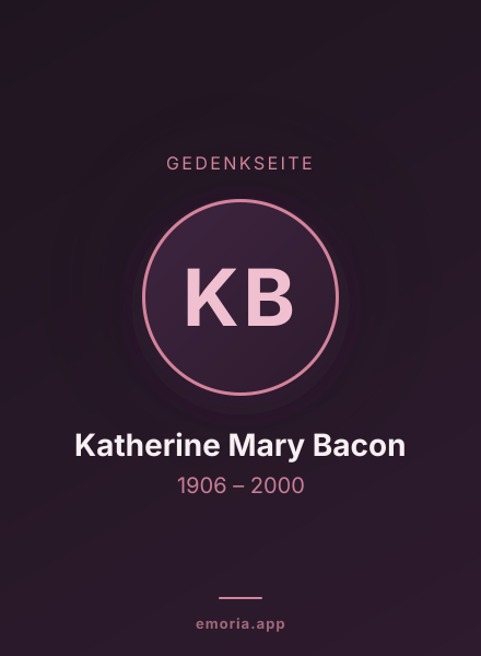 Gedenkportrait von Katherine Mary Bacon