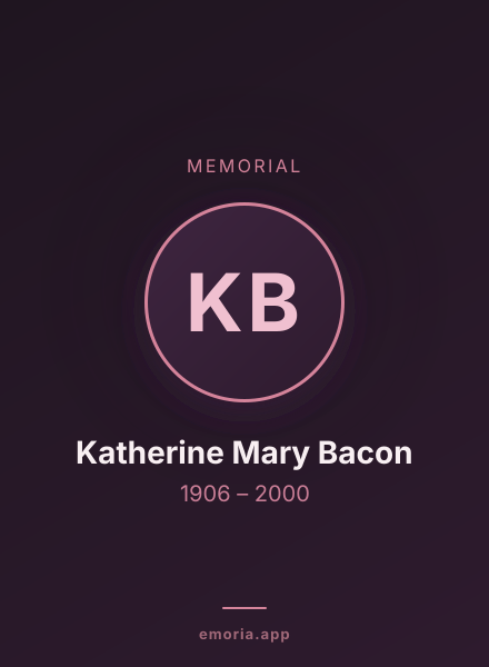 Memorial portrait of Katherine Mary Bacon