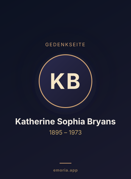 Gedenkportrait von Katherine Sophia Bryans