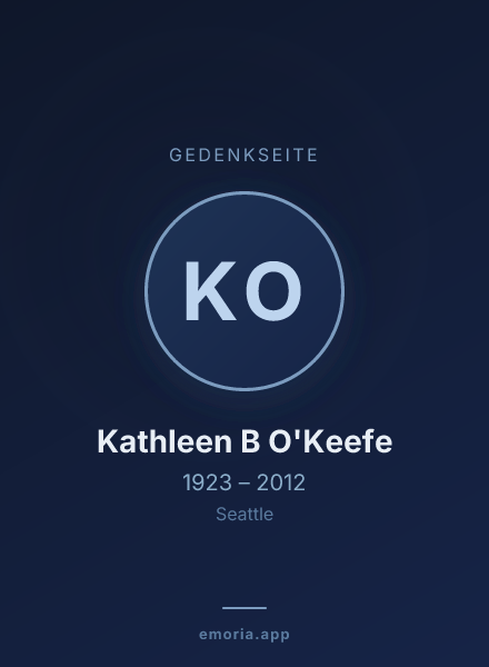 Gedenkportrait von Kathleen B O'Keefe