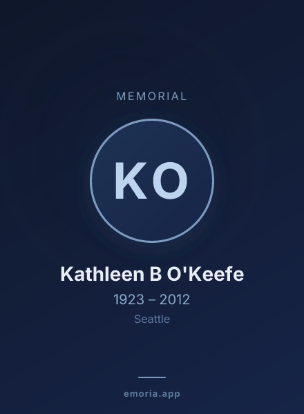 Memorial portrait of Kathleen B O'Keefe