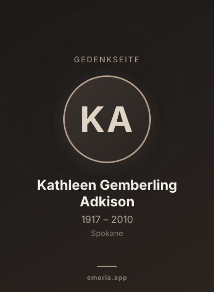 Gedenkportrait von Kathleen Gemberling Adkison