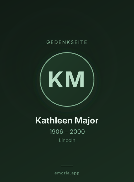 Gedenkportrait von Kathleen Major