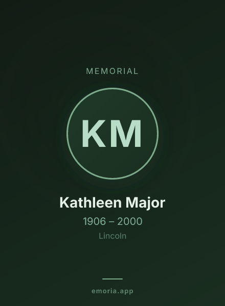 Memorial portrait of Kathleen Major