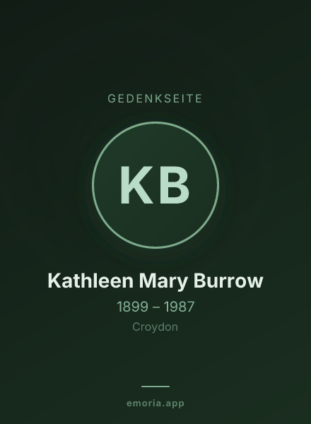Gedenkportrait von Kathleen Mary Burrow