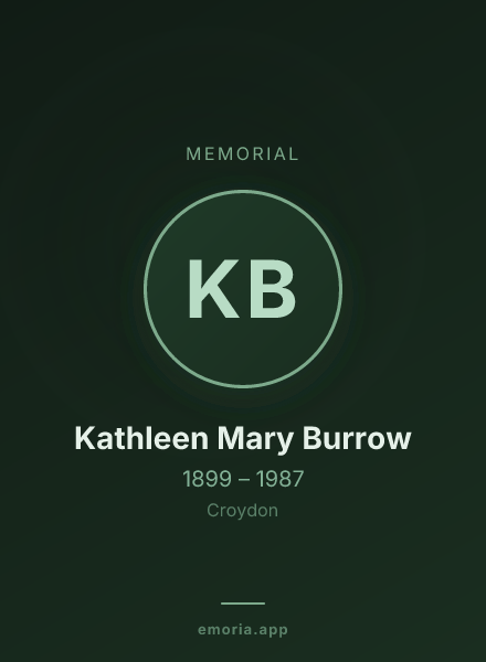 Memorial portrait of Kathleen Mary Burrow