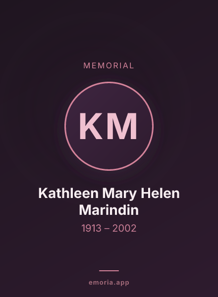 Memorial portrait of Kathleen Mary Helen Marindin