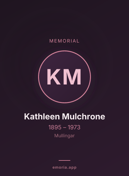 Memorial portrait of Kathleen Mulchrone