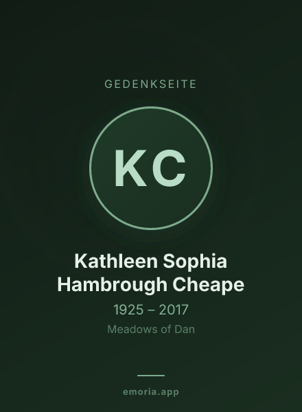 Gedenkportrait von Kathleen Sophia Hambrough Cheape