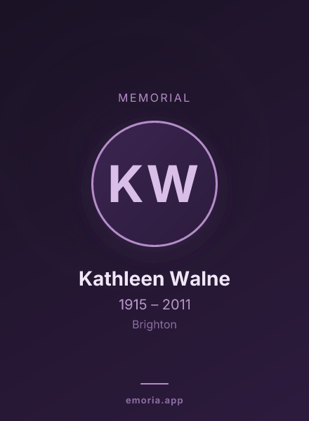 Memorial portrait of Kathleen Walne