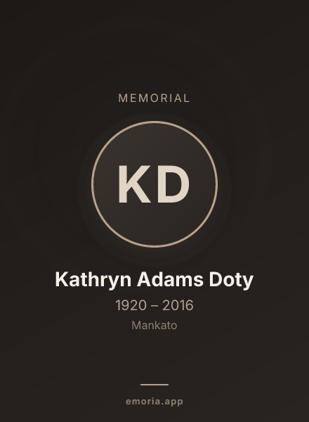 Memorial portrait of Kathryn Adams Doty
