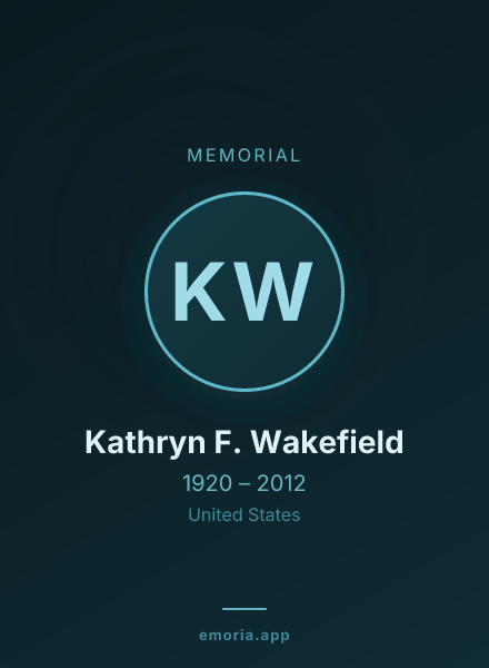 Memorial portrait of Kathryn F. Wakefield